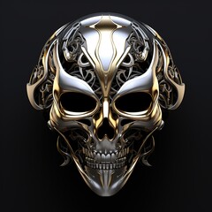 Metal skull head symbol, good for 3D Printed Models. generative AI