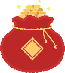 A Bag Full of Gold: A Cartoon Illustration of a Prosperous and Lucky Symbol