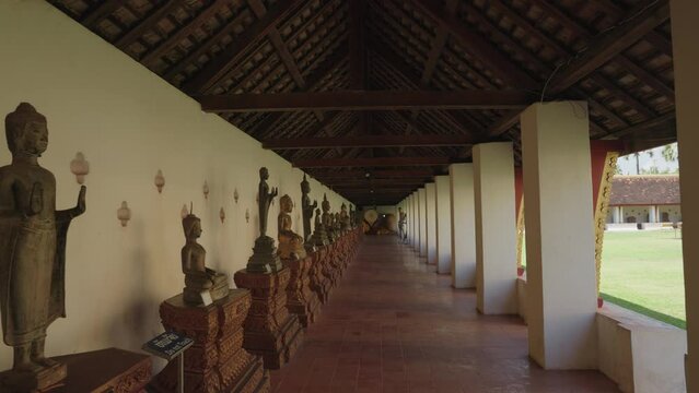 Buddha Image or Buddha Statue at the hall oh Pha That Luang, Golden Stupa Vientiane, Laos