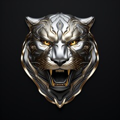 Metal panther symbol, great for 3D Printed Models. generative AI