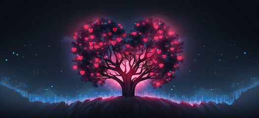 tech tree using pixel art elements to build a heart