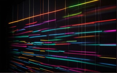 A Colorful laser lights on a wall of plain black background from AI Generated