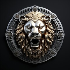 Metal lion symbol, used for 3D Printed Models. generative AI - obrazy, fototapety, plakaty