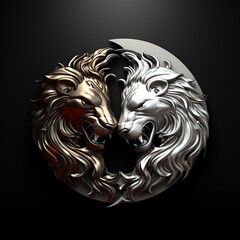 Metal lion symbol, best for 3D Printed Models. generative AI - obrazy, fototapety, plakaty