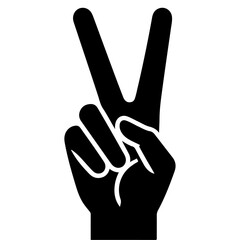 minimal Victory Hand Gesture Vector silhouette, black color silhouette, white background