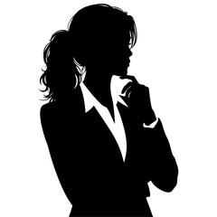 woman in suit thinking pose vector silhouette
