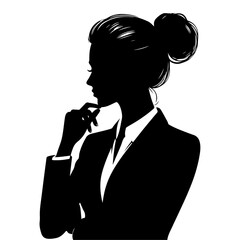 woman in suit thinking Sitting on the chair pose vector silhouette