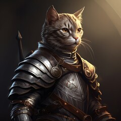 Cat dressed as warrior images Generative AI