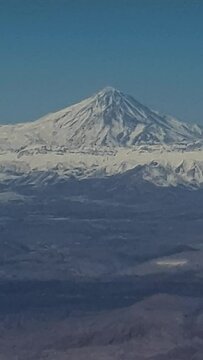 the view of tallest mountain peak in iran, Damavand Peak and mountains in north of iran