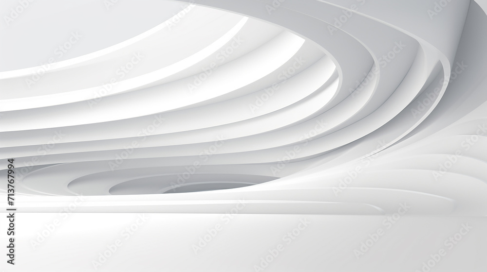 Wall mural abstract of white curve pattern space. perspective of future architecture