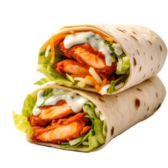 Buffalo Chicken Wrap isolated on white