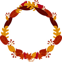 Autumn Leaf,Mushroom, and Berry Frame