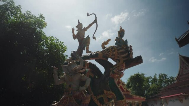 Ganesh and Arjuna Statue  in Wat That Luang Tai, Temple in Pha That Luang Vientiane, Laos