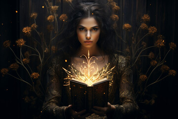 A magical book look by darkness in the dark