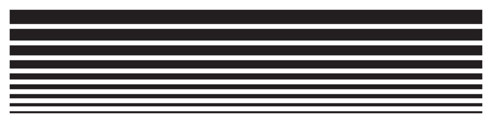 Set of line thick to thin. Geometric element, straight line, horizontal stripes. Vector. EPS10. - obrazy, fototapety, plakaty