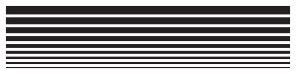 Fotobehang Set of line thick to thin. Geometric element, straight line, horizontal stripes. Vector. EPS10. © SVIATOSLAV