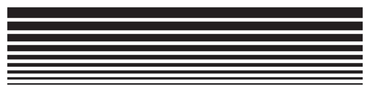 Set of line thick to thin. Geometric element, straight line, horizontal stripes. Vector. EPS10.