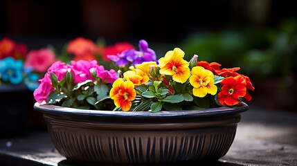 Obraz na płótnie Canvas colorful flowers in pots