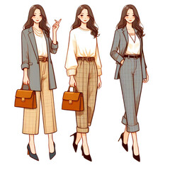 オフィスカジュアルな服装の女性のイラスト