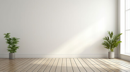 view of white empty room and wood laminate floor frame with sunlight