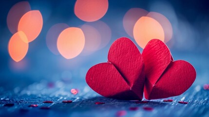Obraz premium Pair of Valentine's Paper Hearts for the Celebration of Valentine's Day,