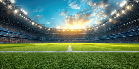 Fans in an abandoned soccer stadium during the nighttime, Generative AI.