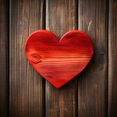 Wooden heart on a wooden background. Valentines day background.