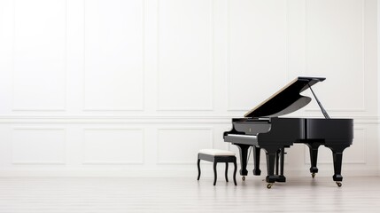 Piano on color background and space for ads text