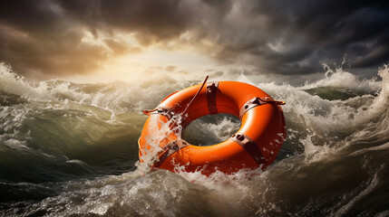 Obraz premium life buoy in water