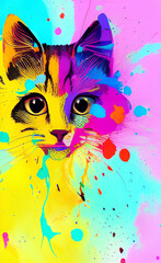 Cat Water Color Splash Art made by AI tools