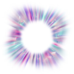 An abstract cut out transparent iridescent color streak blur design element.