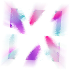 An abstract cut out transparent iridescent color streak blur design element.