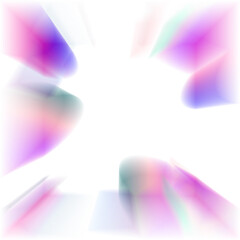 An abstract cut out transparent iridescent color streak blur design element.