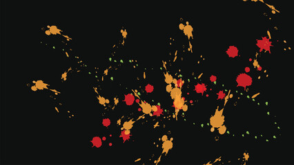 Abstract splash painting with collor on the black background