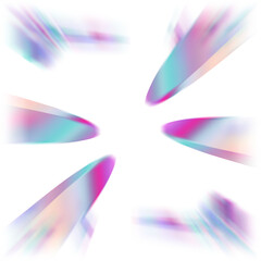 An abstract cut out transparent iridescent color streak blur design element.