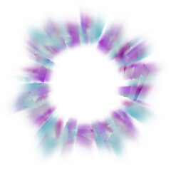 An abstract cut out transparent iridescent color streak blur design element.