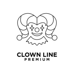 clown line head face logo icon design illustration