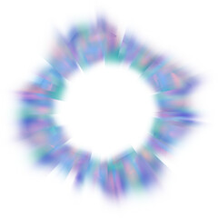 An abstract cut out transparent iridescent color streak blur design element.