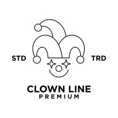 Fototapeta na wymiar clown line head face logo icon design illustration