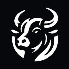 Elegance drawing art buffalo cow ox bull head logo design inspiration
