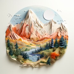 Nice mountain natural paper image Generative AI