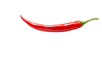 Fototapeten Spicy red hot chili pepper isolated without background, transparent PNG, Horizontal red chili, Red hot chili pepper close-up, transparent background © Chamli_Pr