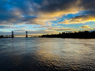 sunset over the river