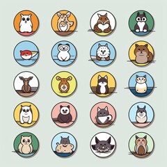 icon set best vector animals for presentations. Generative AI