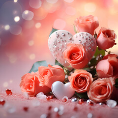 Valentine's day background with pink roses
