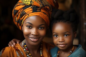 Radiant Mother and Child in Traditional African Attire