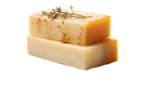 Hand-made soap bars isolated on transparent background, DIY Soap bars without background, ayurvedic soap, creamy off-white colored.