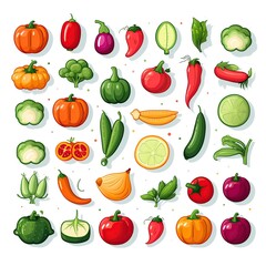 icon set vector vegetables great for making presentations. generative AI