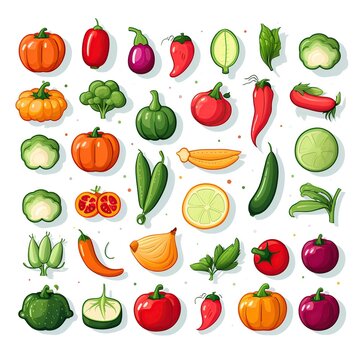 icon set vector vegetables great for making presentations. generative AI