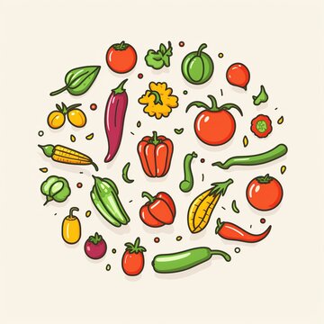 icon set vector vegetables image good for making presentations. generative AI